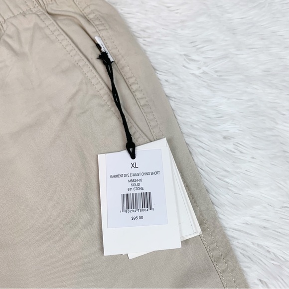 Onia NWT men XL Garment Dye E-waist chino Shorts in Stone elastic waist - Picture 3 of 13